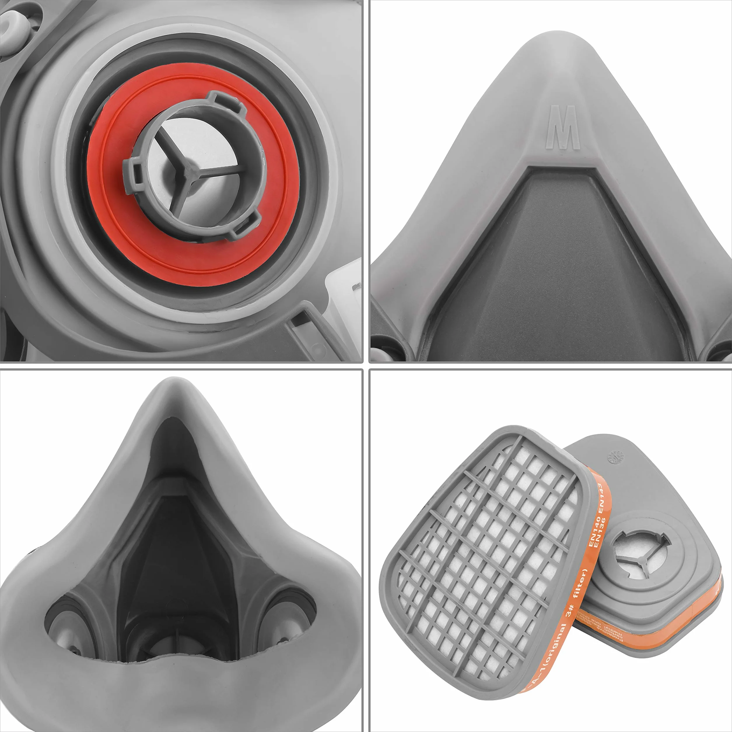 AirGearPro M-500 Máscara Respiratoria Reutilizable, Antipolvo, Antigás con Filtros para Pintar, Construcción, Bricolaje, Lijado