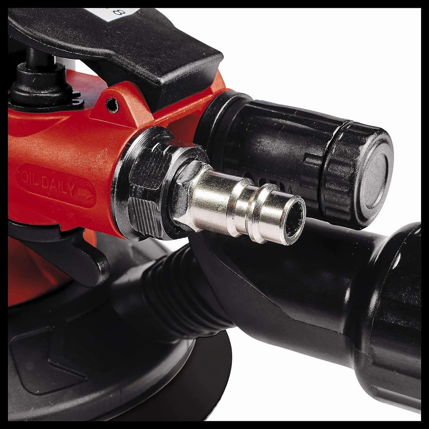 Einhell Lijadora excéntrica de aire comprimido TC-PE 150 (diámetro del disco de lija de 150 mm, palanca de ajuste continuo, incluye 6 papeles de lija, boquilla y llave dinamométrica)