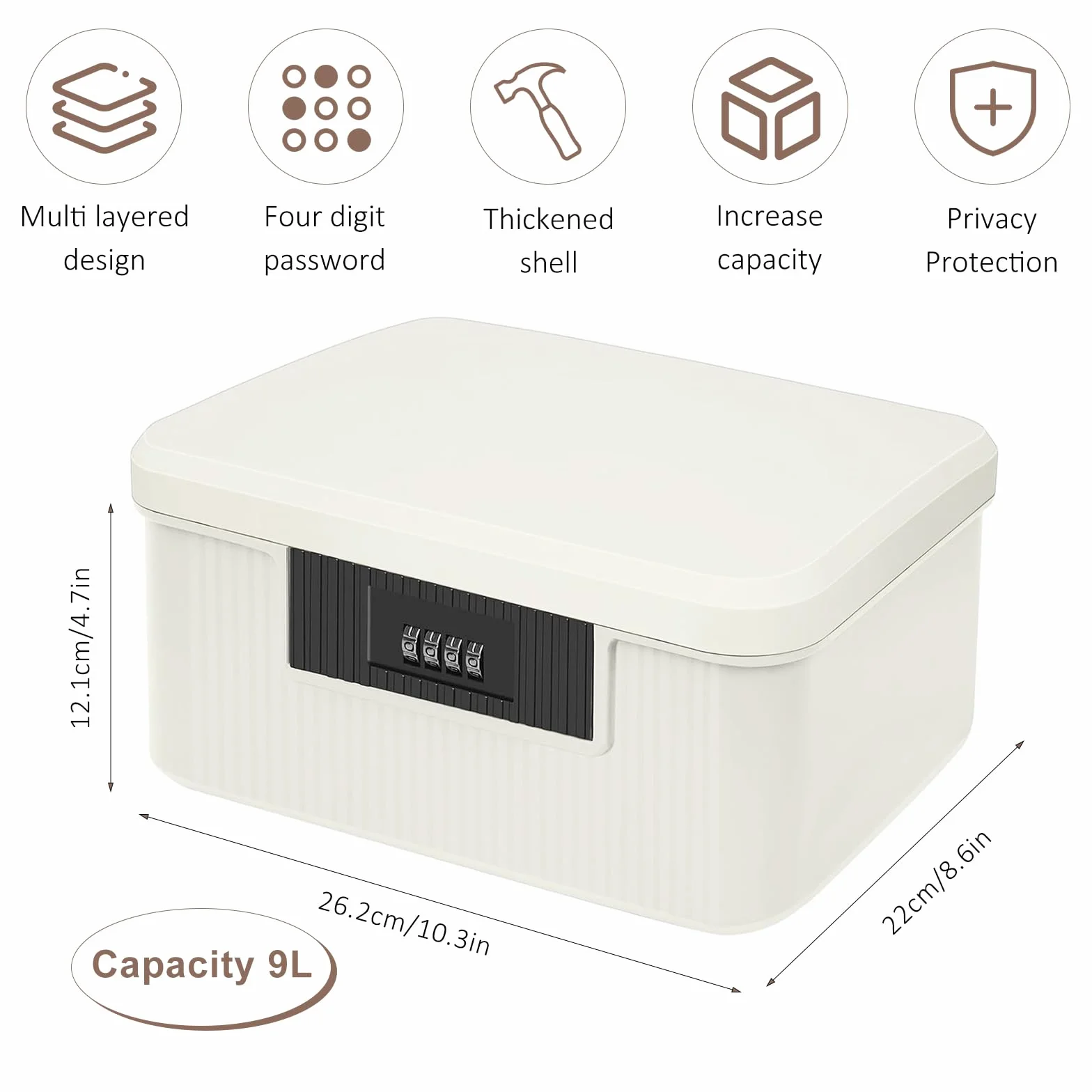 Caja de almacenamiento de medicamentos con cerradura de combinación 2 capas 9 L