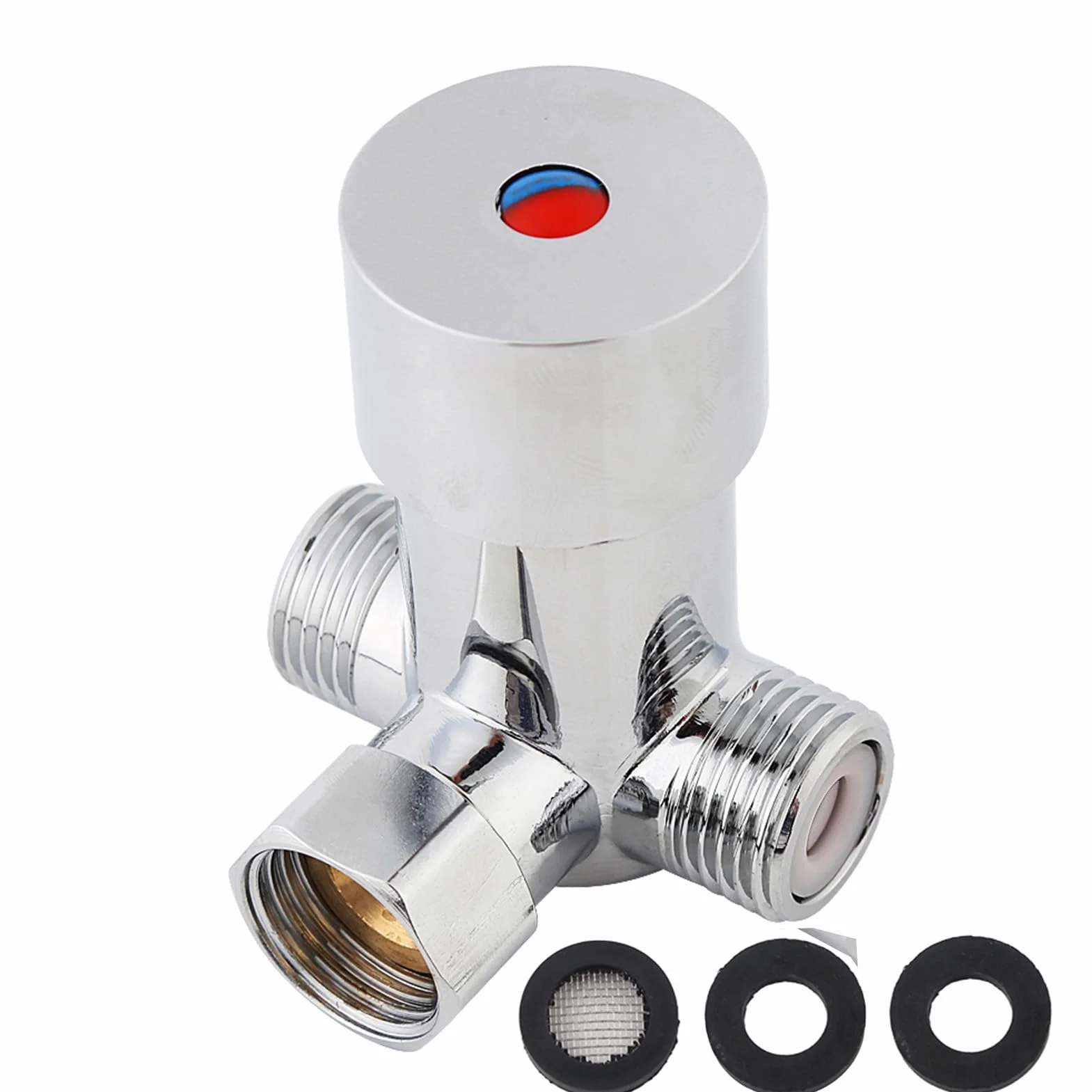 Válvula de agua fría y caliente, Super práctica G1/2 válvula de mezcla automática de agua fría y caliente control de temperatura del mezclador termostático