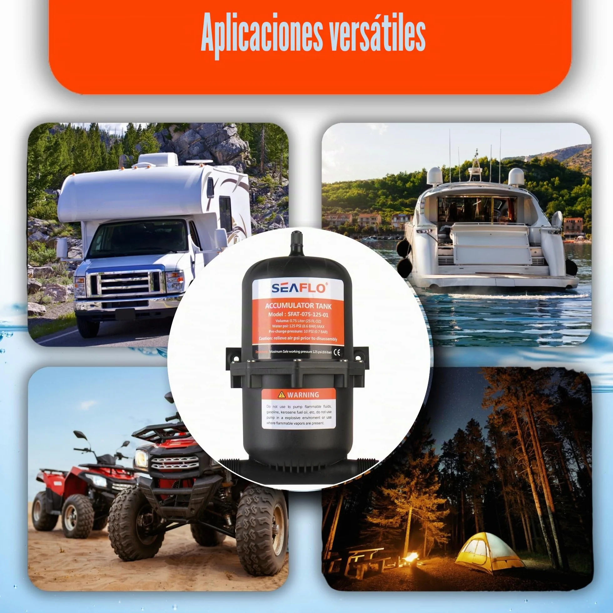 Seaflo - Tanque acumulador presurizado 0.75/1.0 litros