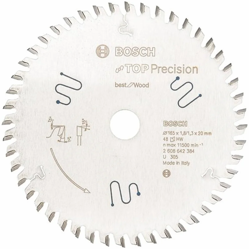 Bosch Profesional Top Precision Best for Wood - Hoja de sierra circular para madera, Accesorios, 48 Dientes, 165 x 20 x 1,8 mm