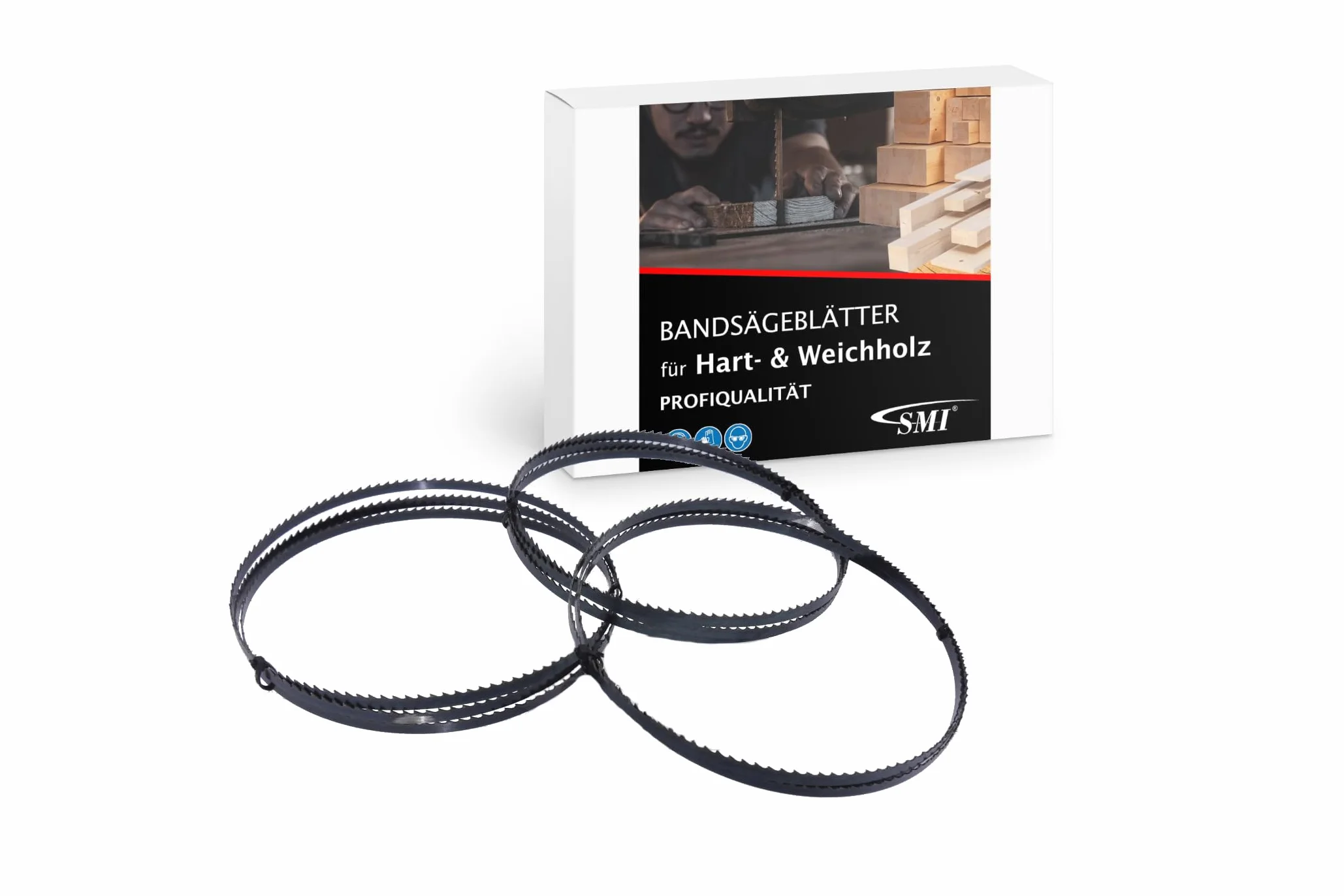 SMI Juego de 3 hojas de sierra de cinta de madera - 1790 x 6 x 0,65 mm, 6 dientes por pulgada, compatible con Holzstar HBS 251, Scheppach HBS261