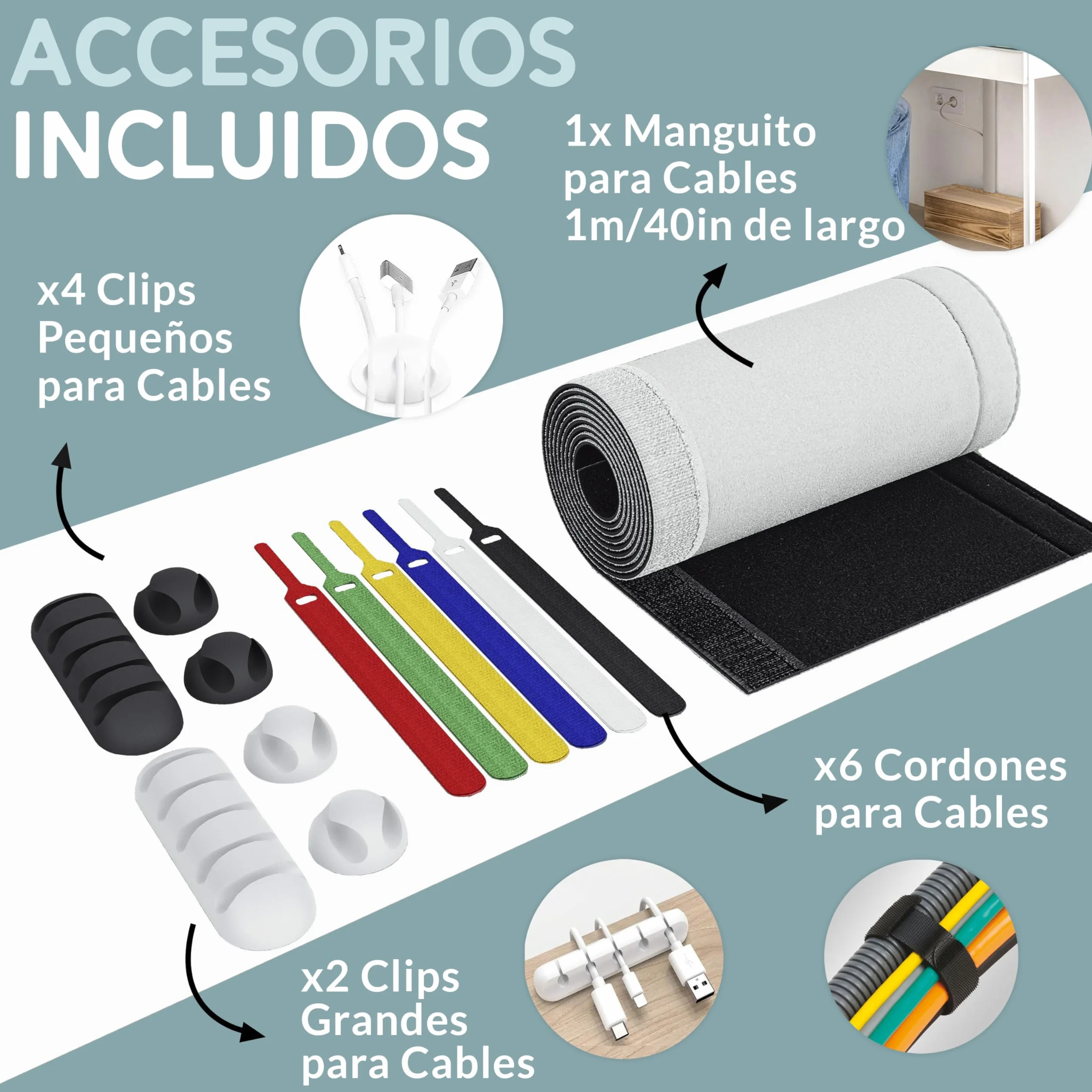 Nature Supplies Organizador de Cables de Madera de Pino Blanco - Caja Mediana para Escritorio y Grande para Piso