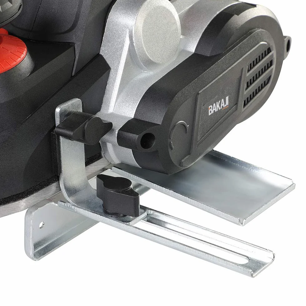 Bakaji Cepilladora eléctrica potencia 900 W lijadora cepilladora madera velocidad 16500 rpm ancho corte 82 mm profundidad ajustable 0-3 mm con aspirador integrado bolsa + guía paralelo