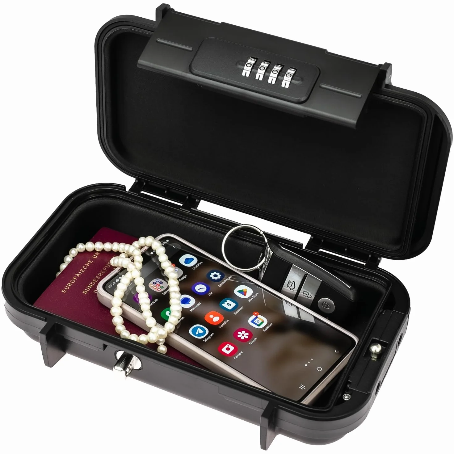 HMF 318-02 Caja fuerte portátil con cerradura de combinación, impermeable 23,5 x 14,5 x 5,8 cm