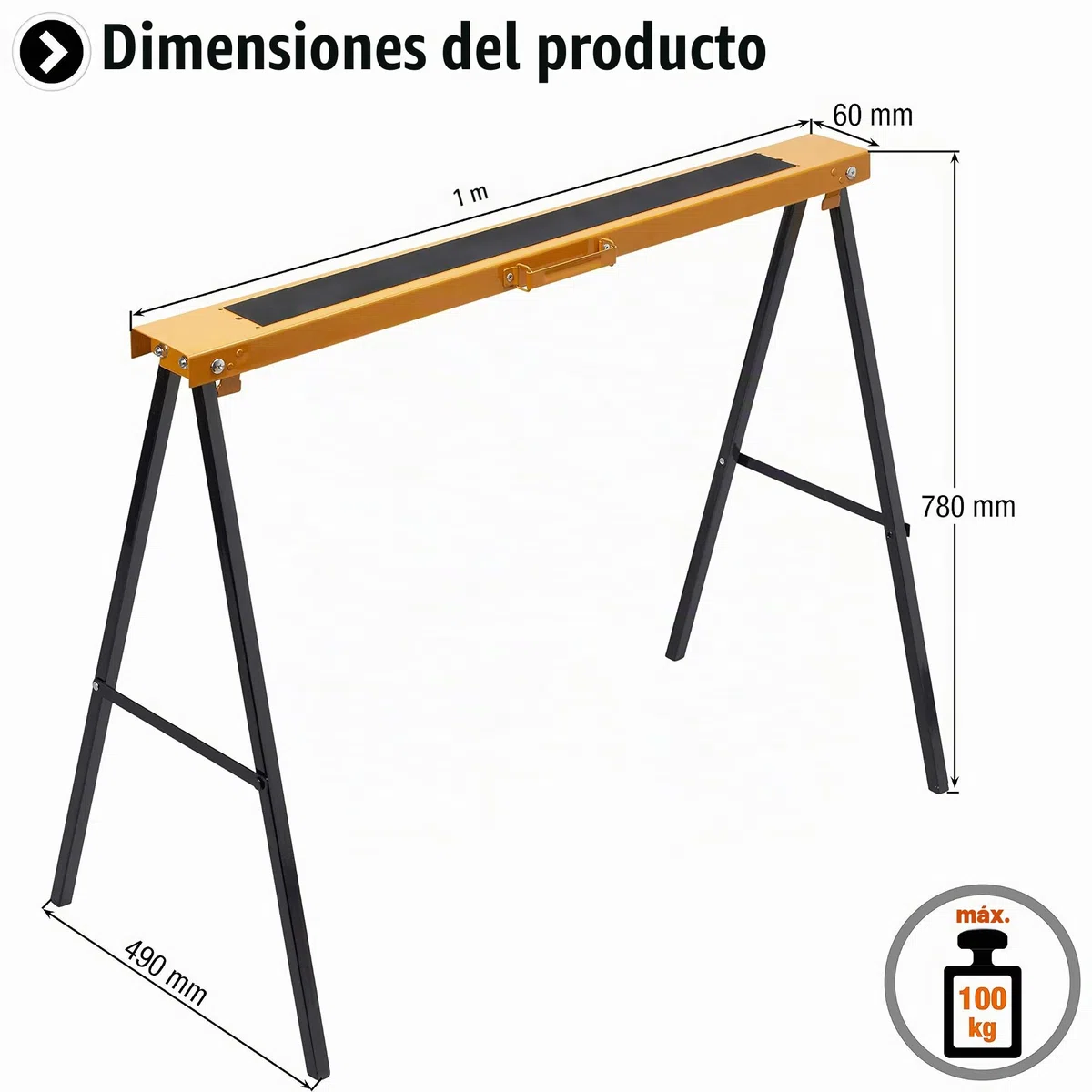 Tréteau pliable - MEISTER - Acier - 100kg de charge - Noir