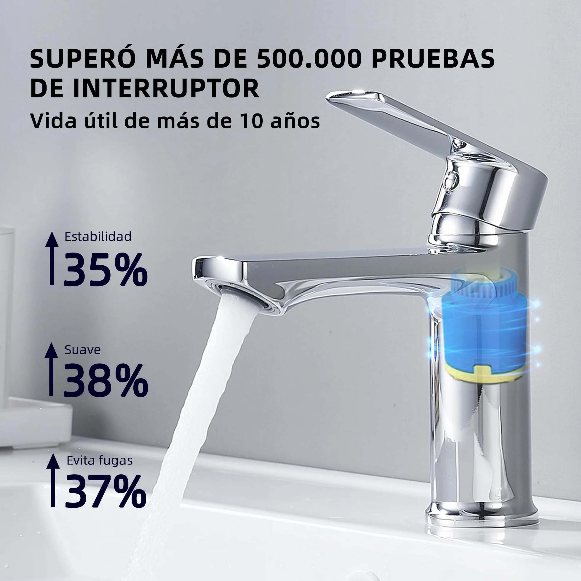 Grifo monomando de lavabo BELZ, cartucho cerámico, altura 96 mm, cromo