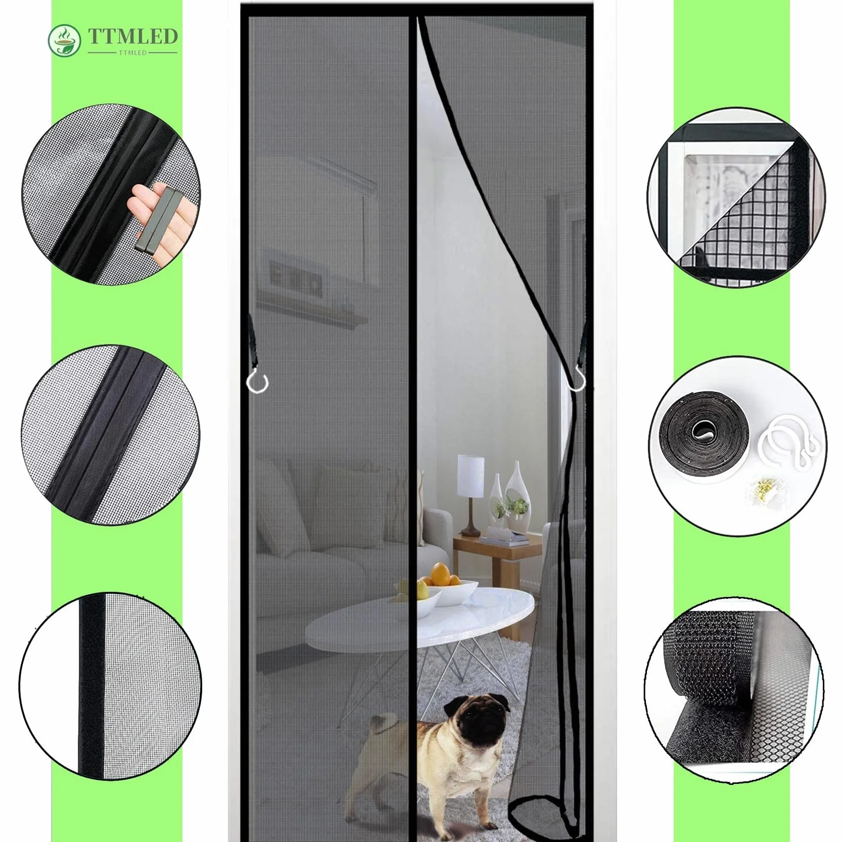 Pantalla Mosquitera, 140x190cm Universal Malla lavable, Red Ajustable, DIY - Protección contra Mosquitos y Moscas (Gris)