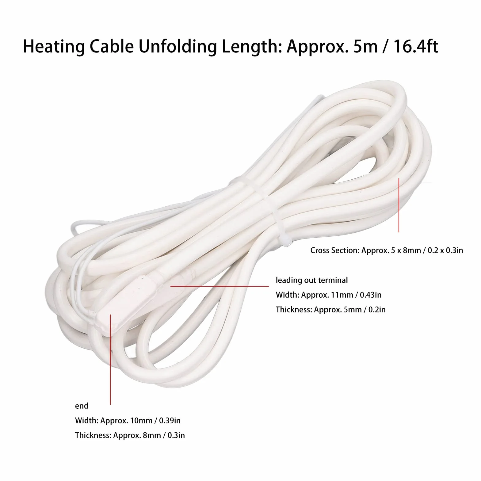 200W 5m Cable de Calor de Tubería 70 ℃ Protección contra Congelamiento Cable de Calefacción Impermeable AC220V