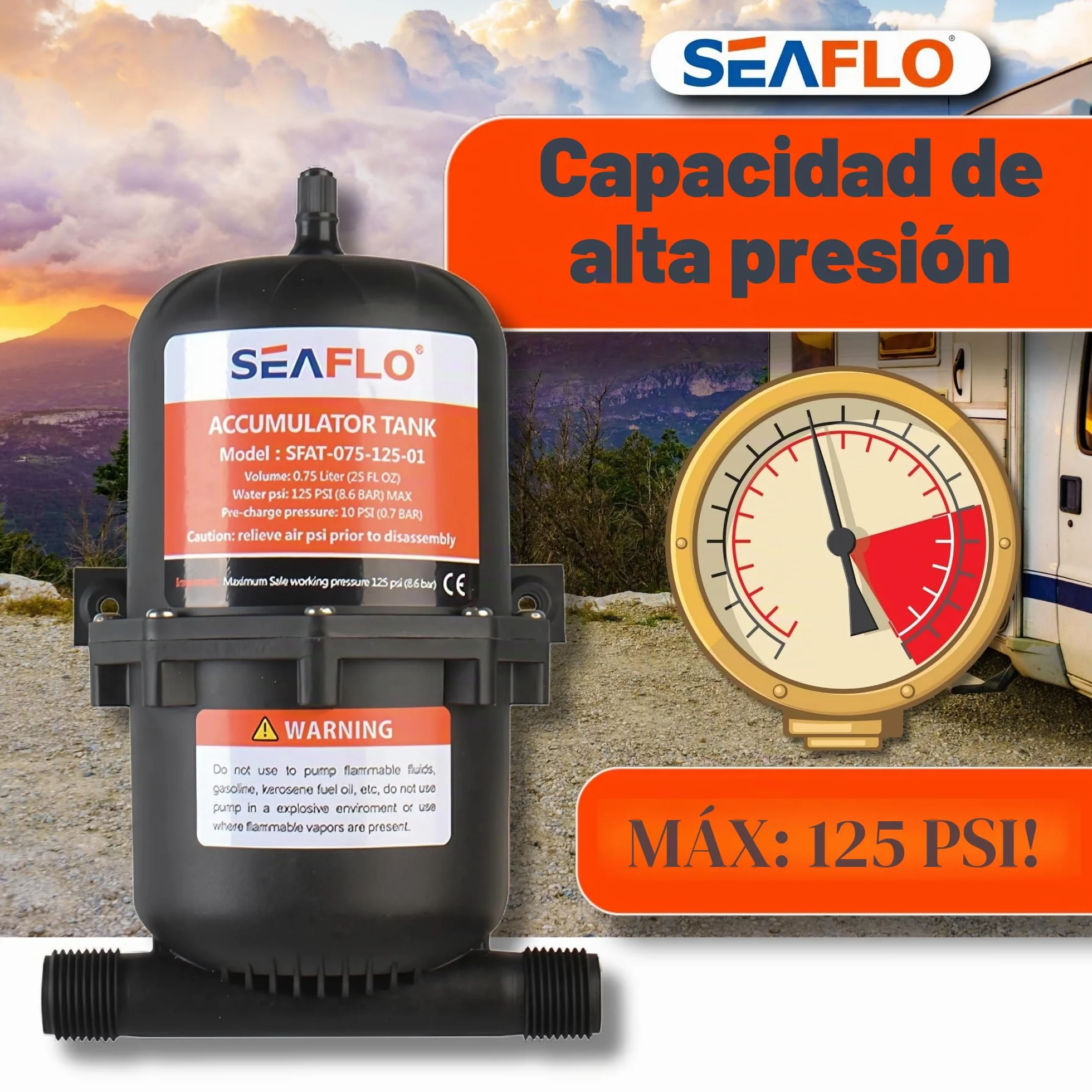 Seaflo - Tanque acumulador presurizado 0.75/1.0 litros