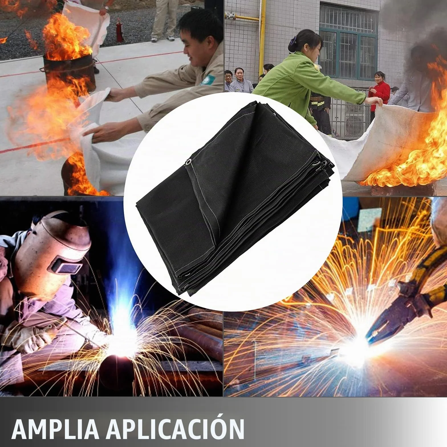 VEVOR Manta de Protección de Soldadura 6 x 10 FT Fibra de Vidrio Ignífuga Negra