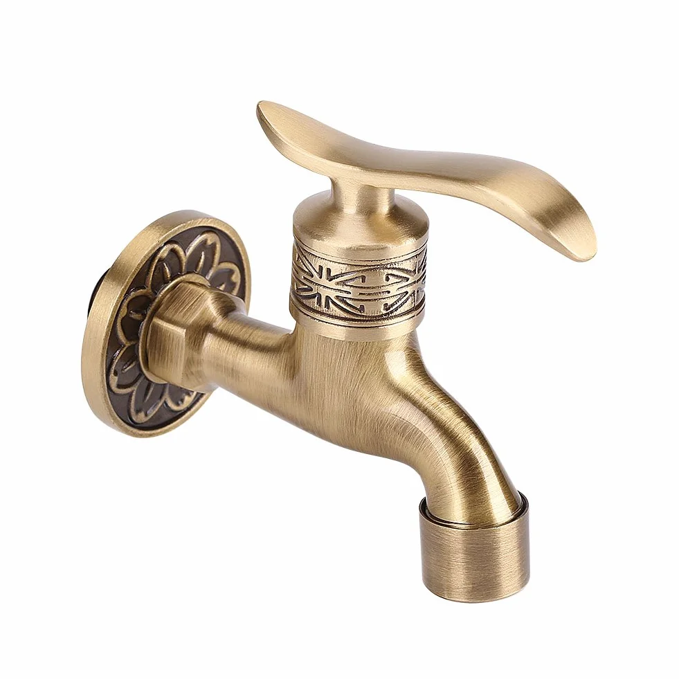 Grifo de agua Latón Montaje en pared estilo antiguo Lavadero agua fría baño
