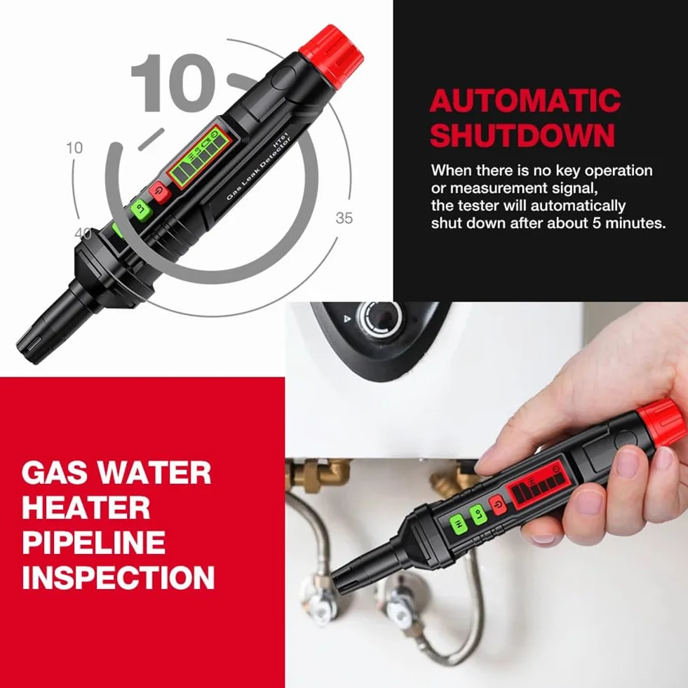 Natural Gas Detector Fugas Gas localizar la Fuente Propano Metano Butano GLP Alta/Baja sensibilidad Ajustable Audible y Alarma Visual de Respuesta Rápida Apagado Automático