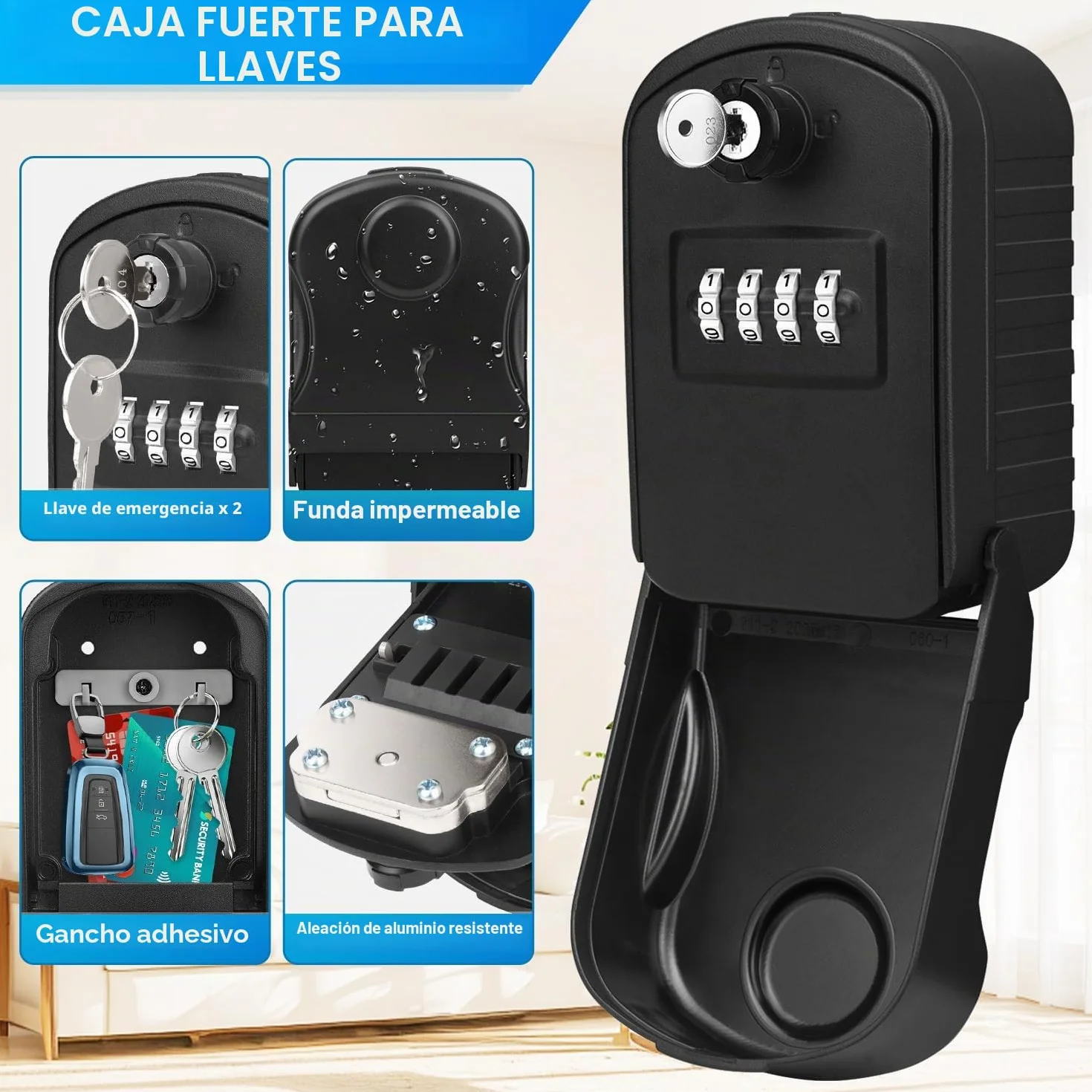 Caja para Llaves con Codigo Grande Pared Caja Seguridad Llaves Exterior Impermeable Key Lock Box
