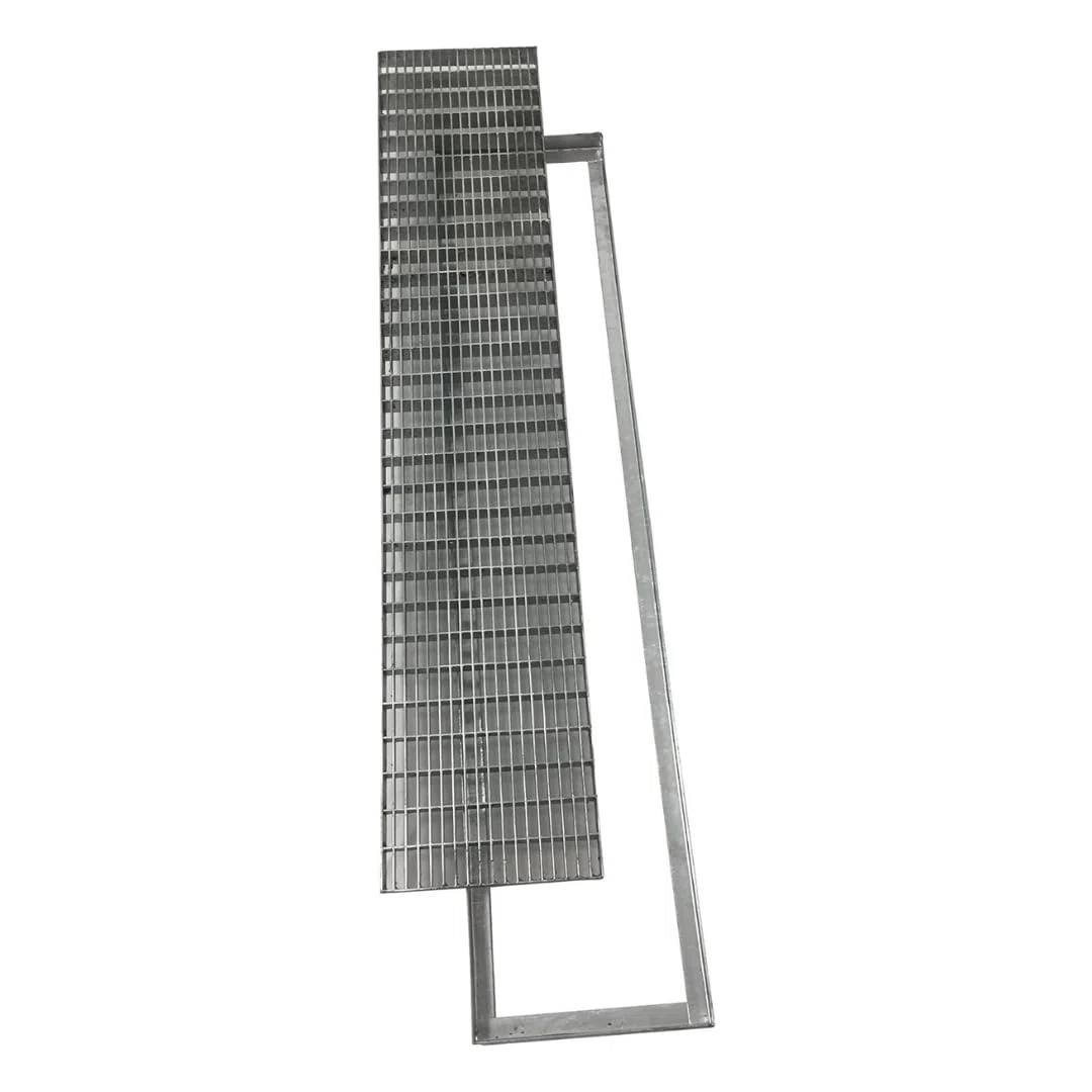 EINSIDE Rejilla de proteccion de talon con marco, Parrilla de acero galvanizado de desague para drenaje lineal, Rejilla rectangular, 15 x 100 cm