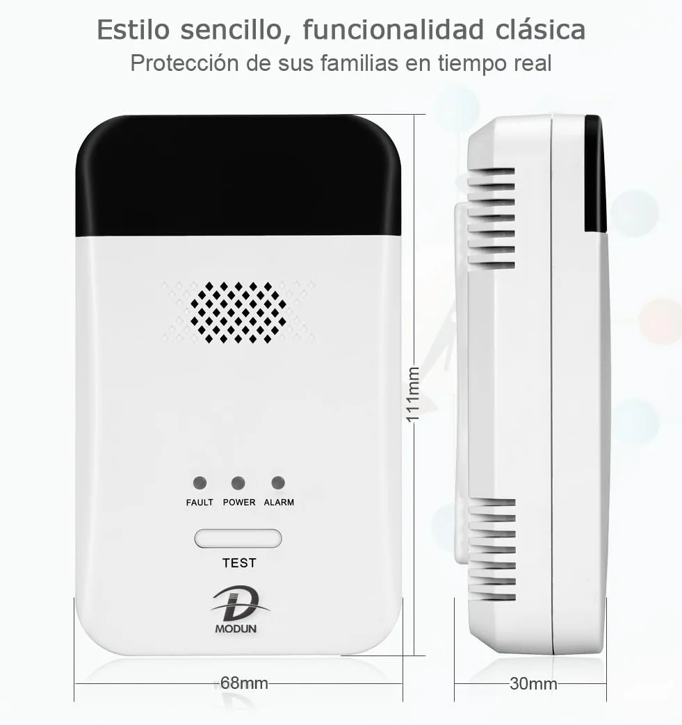 D MODUN - Detector de Gas, Gas Natural | LPG | Detector de fugas de gas de carbón, monitor de gas con enchufable con alarma de sonido y pantalla LED, alarma de gas combustible metano propano butano