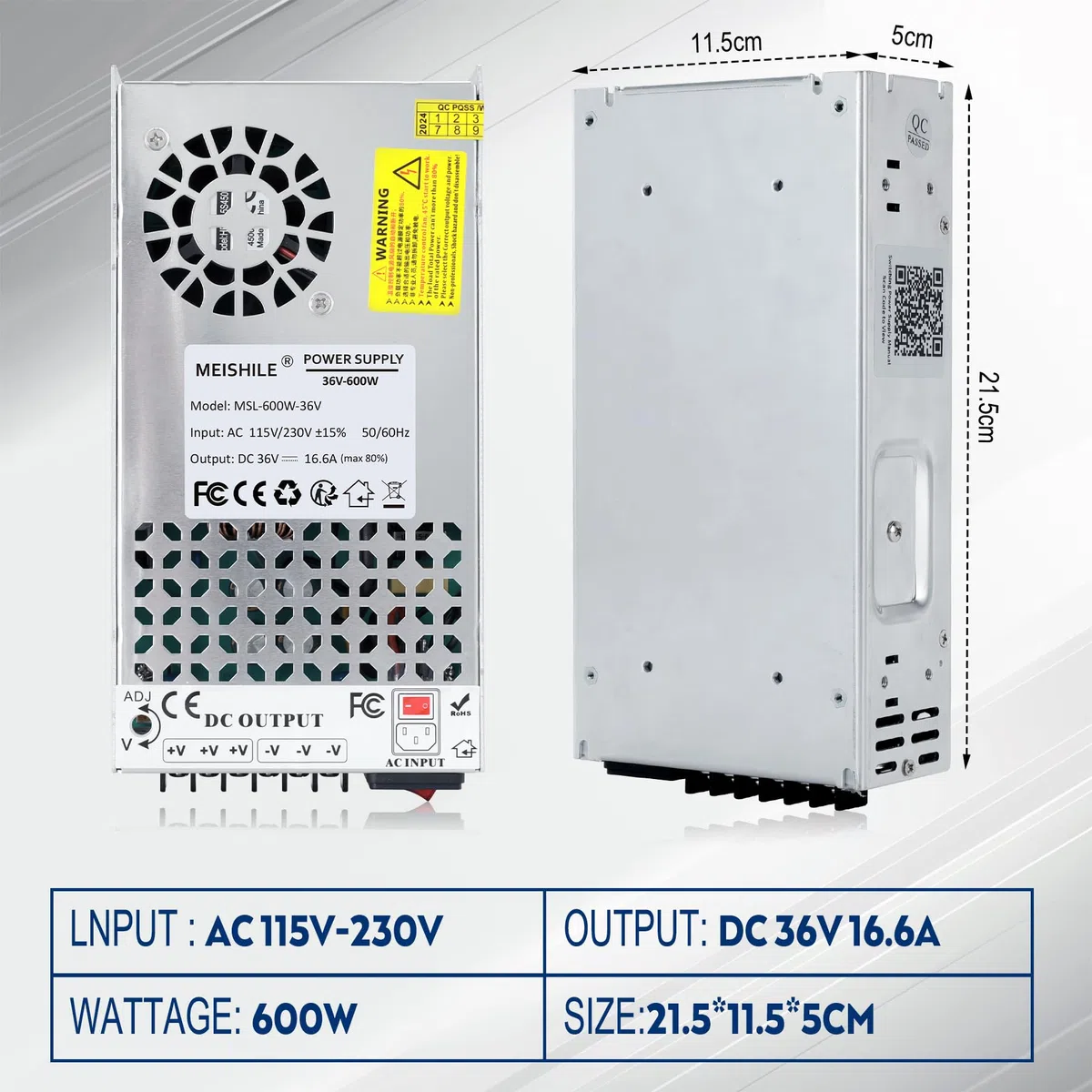 36V 16.6A 600W Fuente de Alimentación Transformador, Fuente de alimentación Adaptador, 220V CA a CC 36V Transformador Convertidor para CCTV, LED Luz de barra Luces, Amplificador, Altavoz, Máquina
