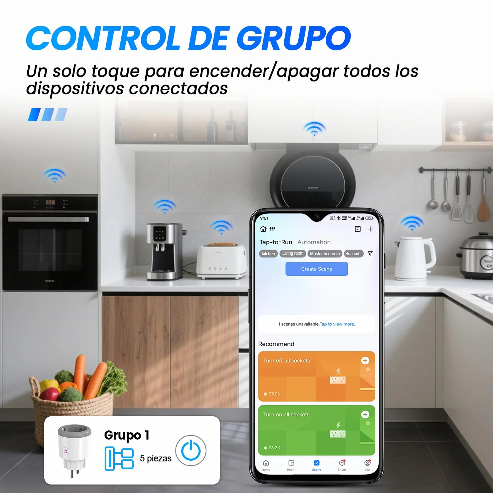 Enchufe Inteligente WiFi 16A Monitor de Energía Control Remoto Tuya Smart Life Alexa Google Home 2,4 GHz 4 Paquete Blanco Roto