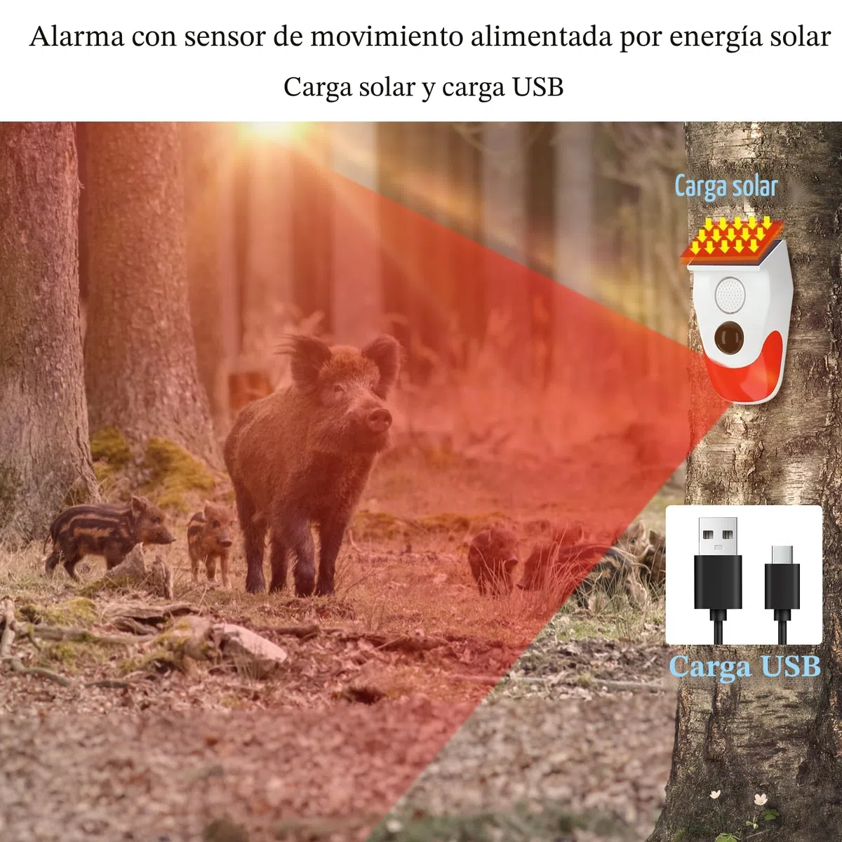Sistemas de Seguridad para el hogar, Alarma Solar con Sensor de Movimiento con monitoreo Remoto, Alarma de casa Exterior Resistente a la Intemperie, 120 dB, 24 Horas, 3 Modos, 2 Piezas