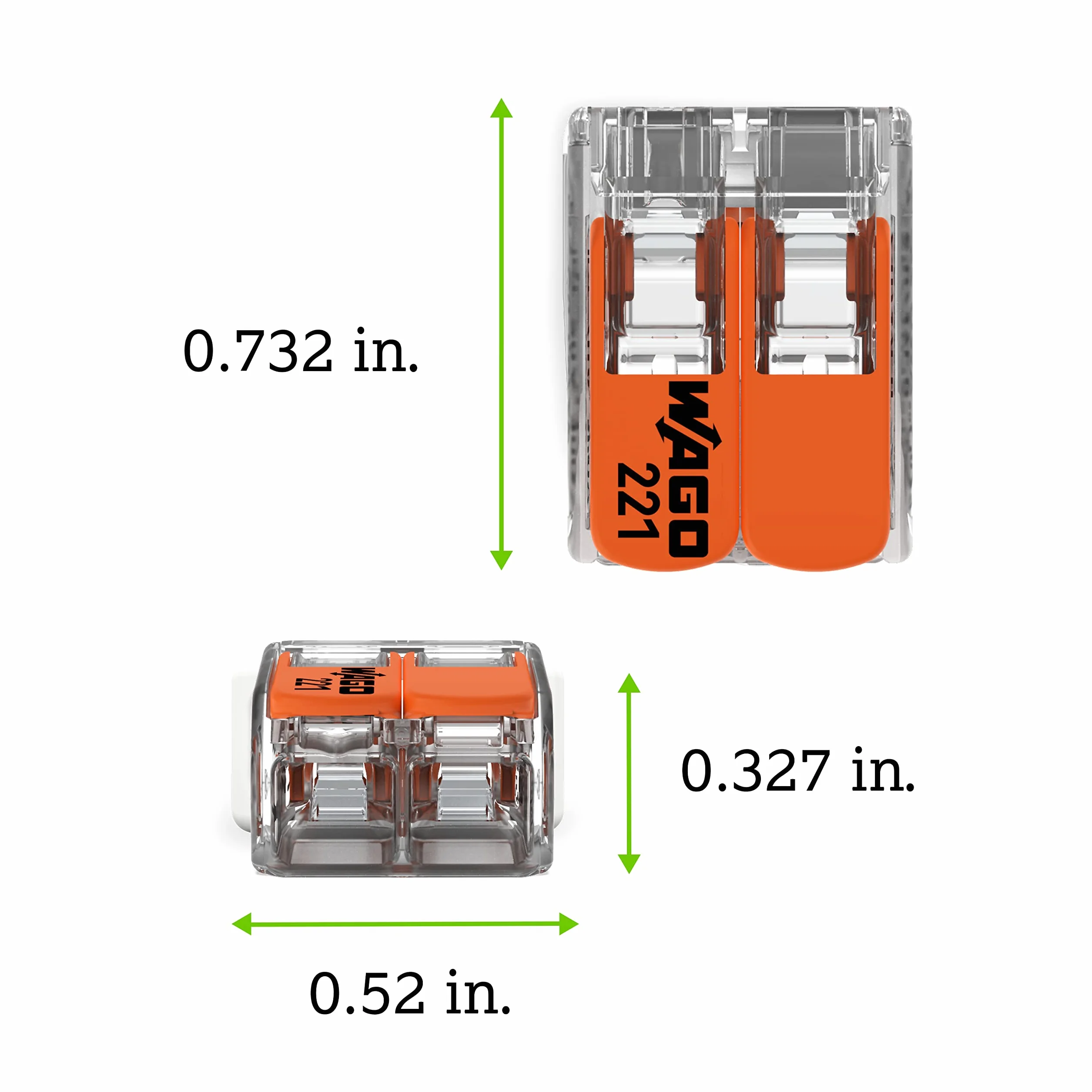 Wago - Borna de conexión COMPACT S221 2 conductores x 100, de Plástico.