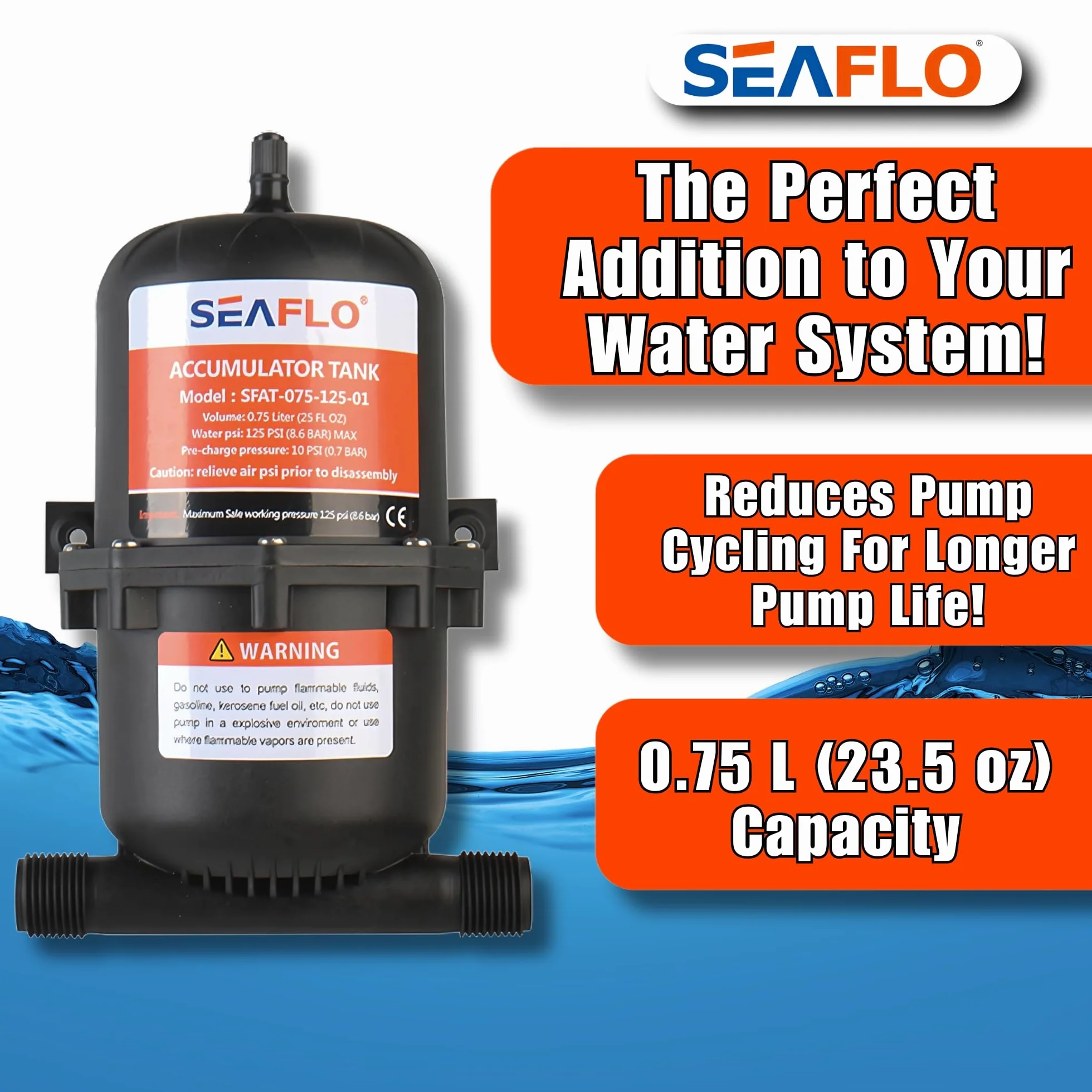 Seaflo - Tanque acumulador presurizado 0.75/1.0 litros