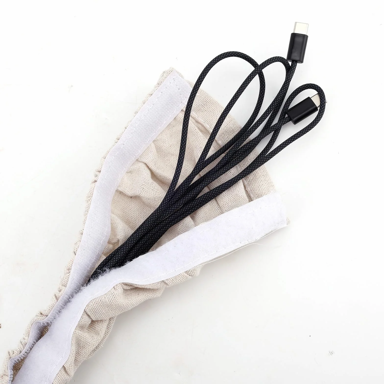 Funda de Tela para Cables 180x14cm Lino Cadenas Lámparas Araña Gestión Hogar