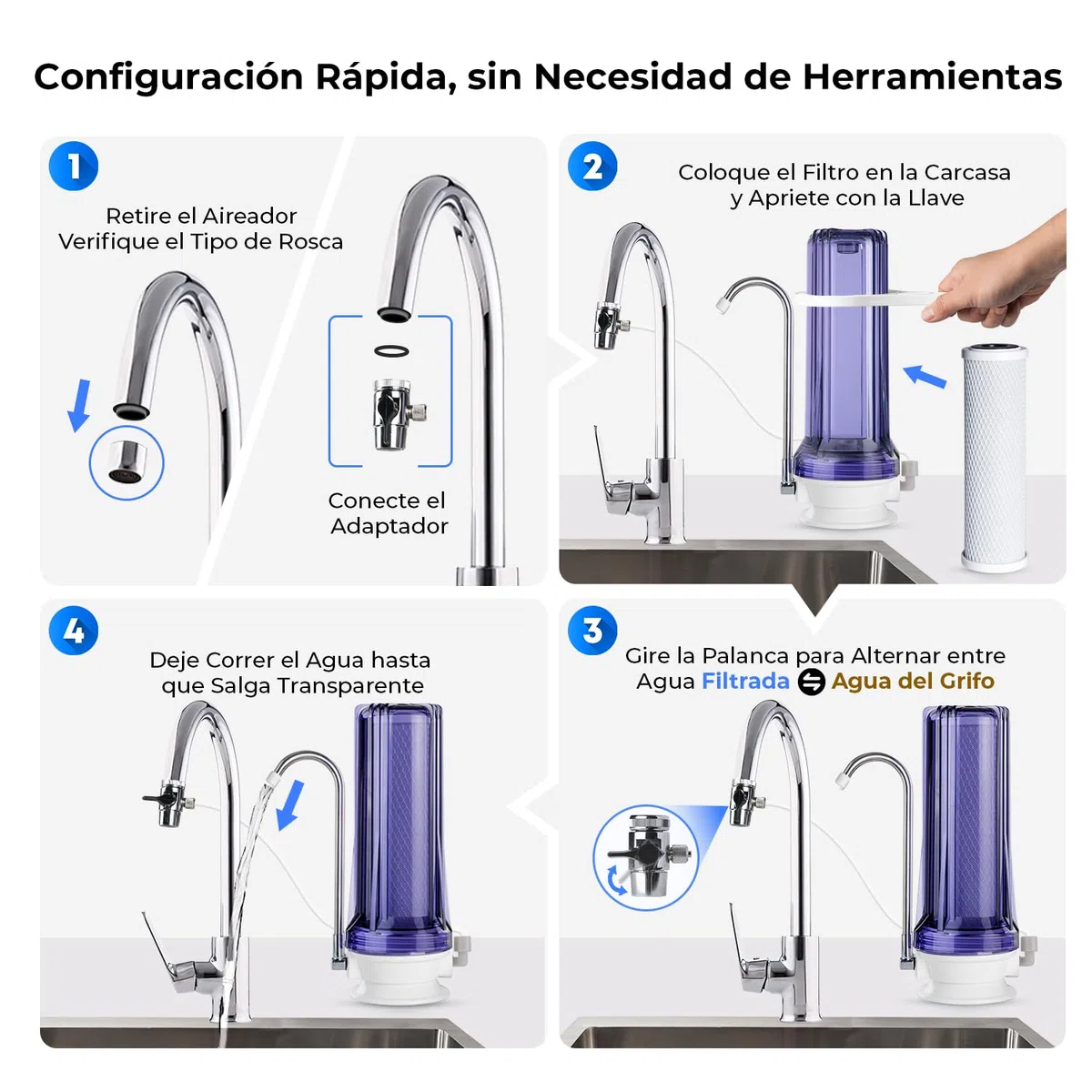 iSpring CKC1C Sistema de Filtración de Agua Potable para Encimera con Filtro de Carbón, 2.5" x 10", Transparente