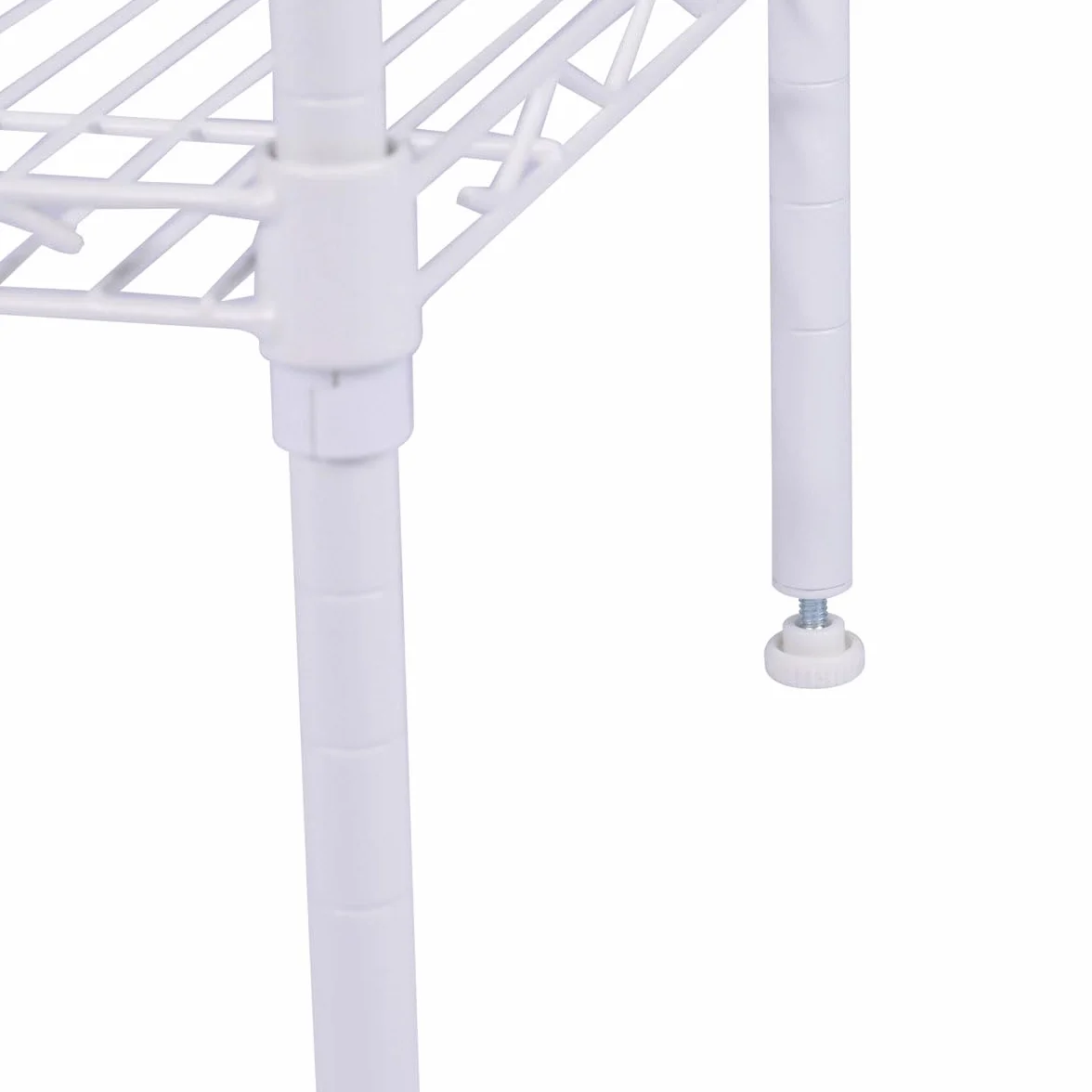 Estantería metálica blanca 5 baldas ajustables con ganchos laterales | 145x30x30cm | Estante almacenamiento resistente para cocina, despensa, baño, garaje u oficina | Montaje fácil sin tornillos