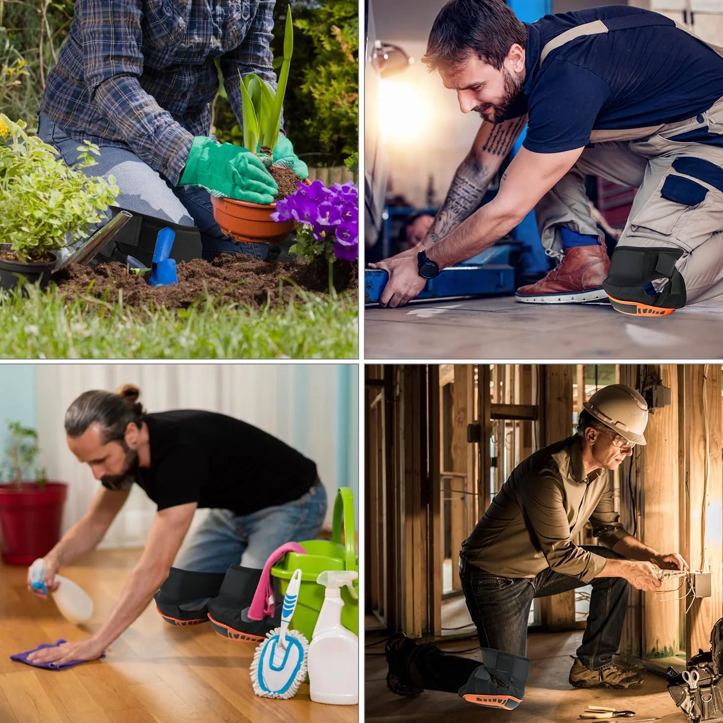 QWORK® Rodilleras, Rodilleras Ajustables, Rodilleras de Trabajo, Rodilleras Trabajo Suelo, para Hombre y Mujer