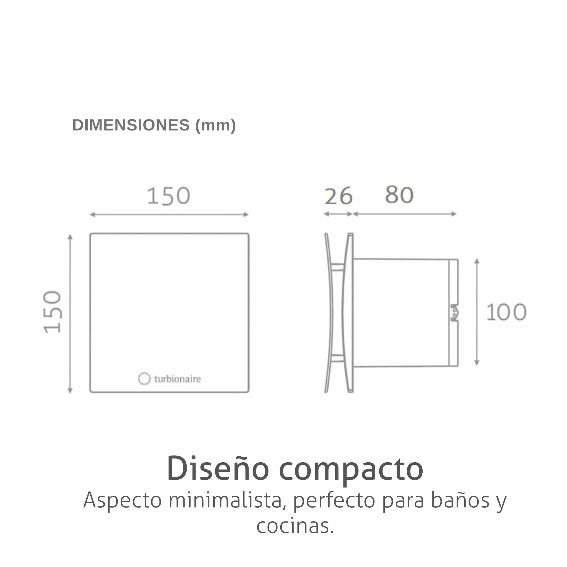 Turbionaire Arte 100 SW Extractor de Baño 100 mm Blanco IPX4 Aspiración Perimetral