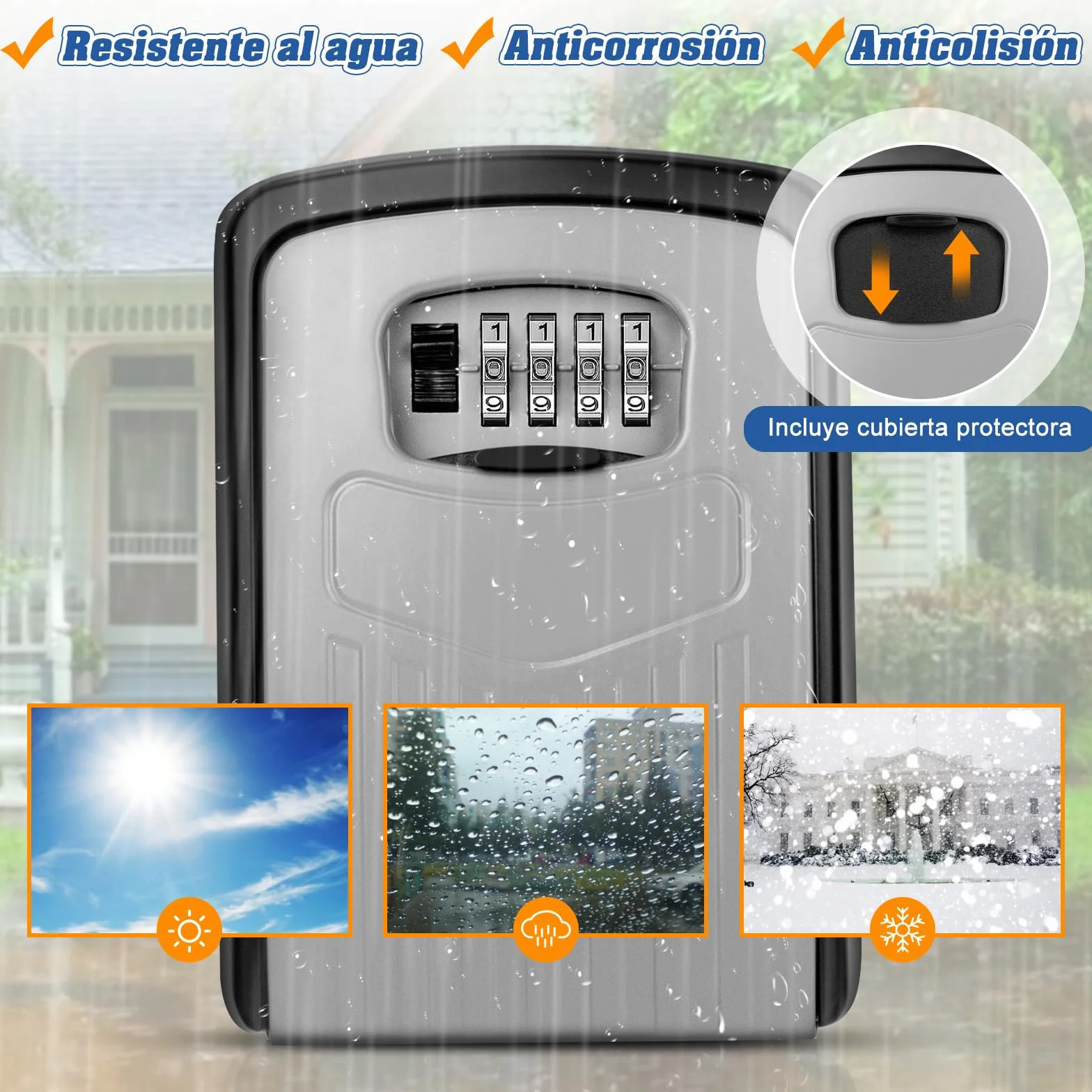 Caja de Seguridad para Llaves con Combinación de 4 Dígitos, Montaje en Pared, Almacenamiento Seguro para Hogar