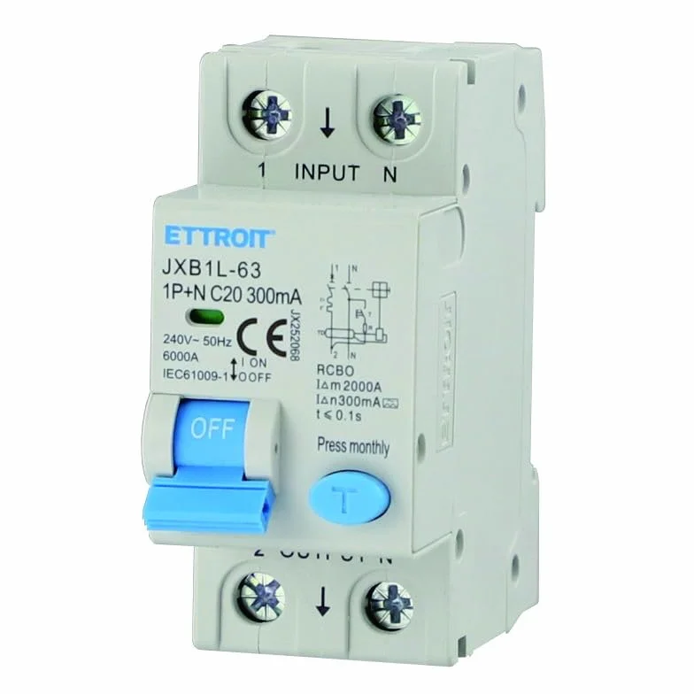 Interruptor magnetotérmico diferencial 1P+N 20A 300mA 220V-6KA Clase A 2 módulos carril DIN