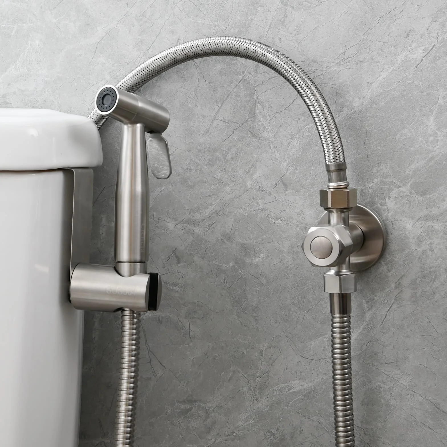 Tecmolog Ducha Bidet Acero Inoxidable, Grifo Portatil WC Kit con Soporte Adaptador Manguera 1.2m