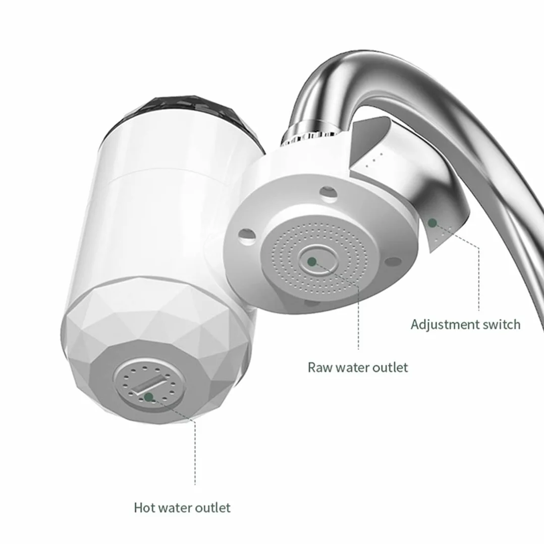 Calentador de Agua Eléctrico con Pantalla de Temperatura para Cocina, Calentamiento Instantáneo Sin Tanque, Enchufe UE