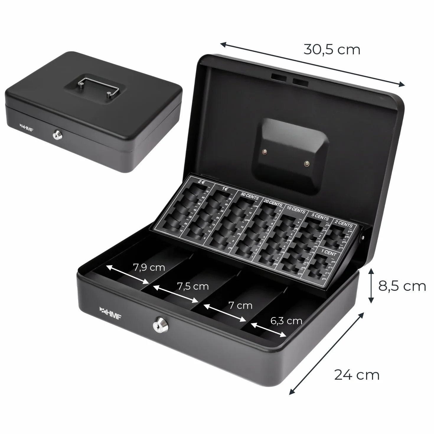 HMF 4215-02 Caja de caudales para contar dinero 30 x 24 x 9 cm negro
