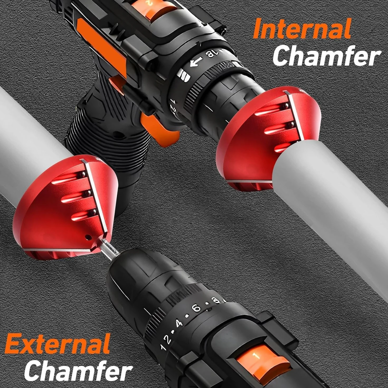 2 en 1 herramientas desbarbado, pvc escariador de chaflán de tubería herramientas interior/exterior, herramienta de biselado tuberías y mangueras para tubos de PVC, CPVC, ABS, PP, PE