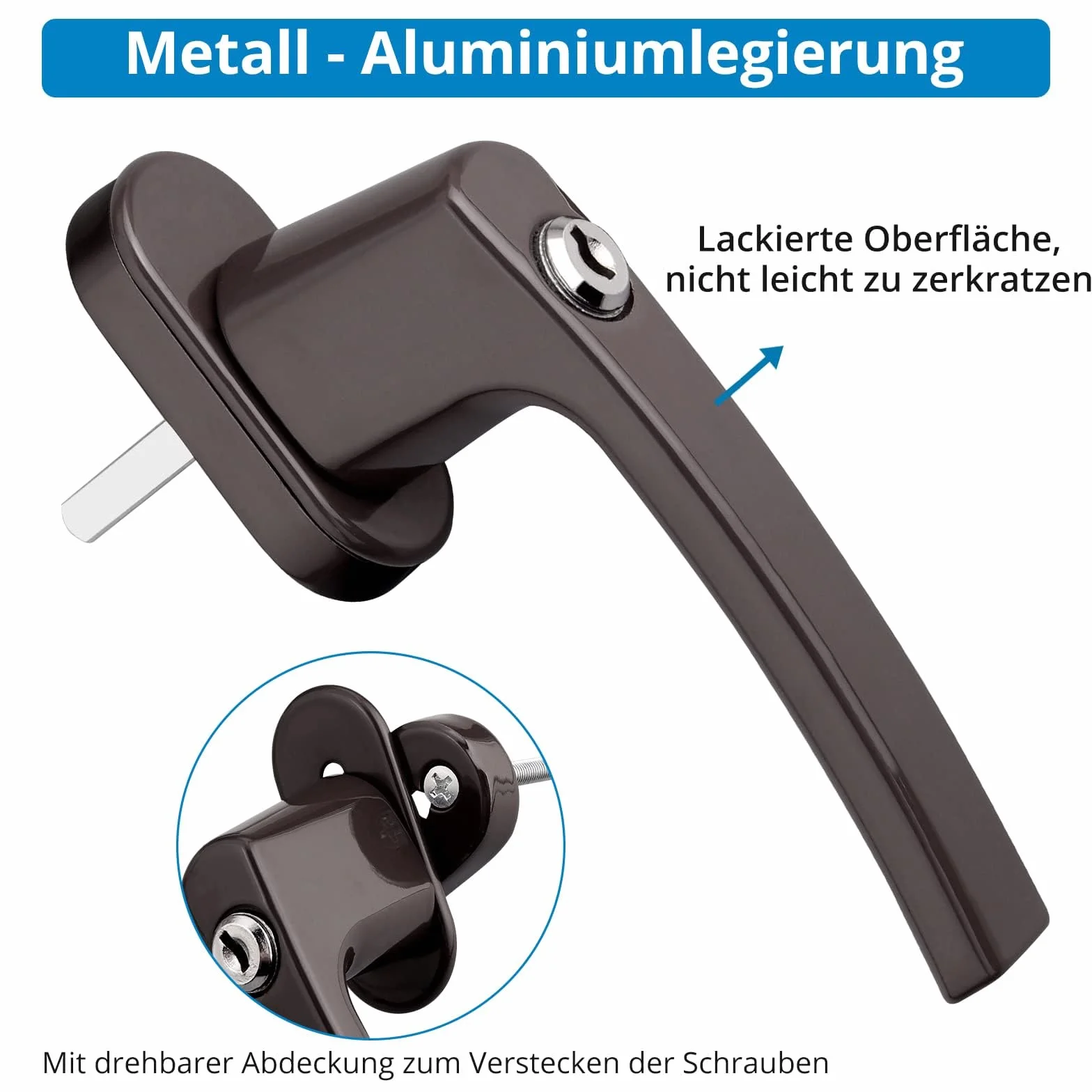 AUTOUTLET Manijas de Aluminio para Ventanas con Llaves Iguales, Cerradura de Seguridad para Niños (Marrón)