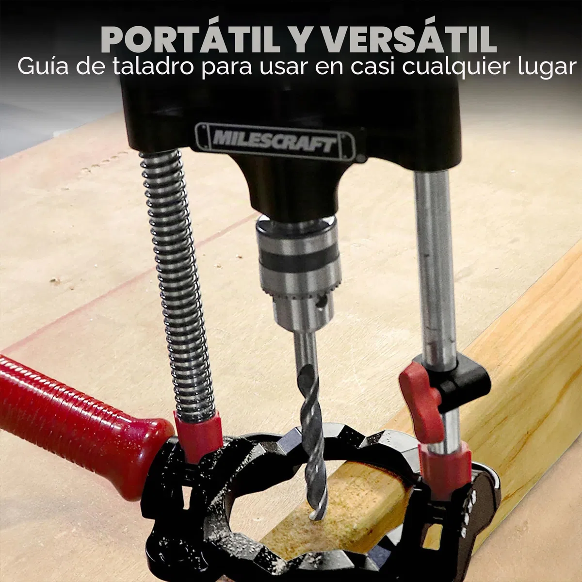 Milescraft 1318 DrillMate portátil - Accesorio de guía Compatible con la mayoría de taladros de 3/8 pulgadas - Base autocentrante - Lecturas multiángulo