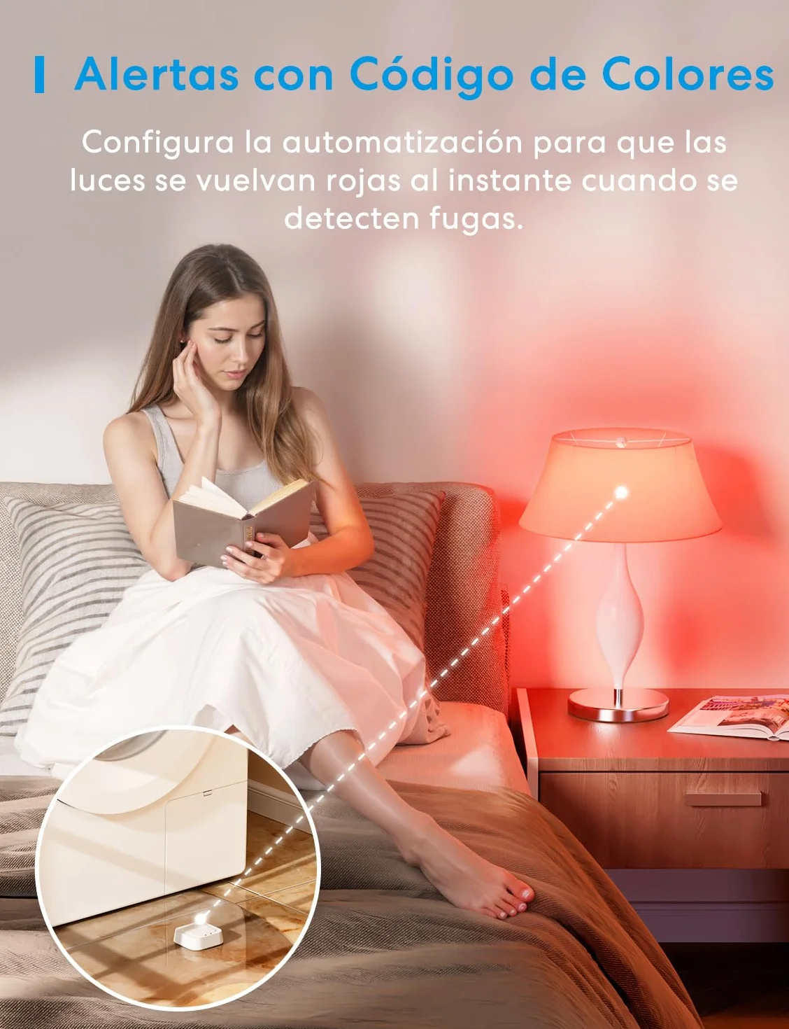 Meross Detector de Agua Inteligente | Requiere Hub | Detector de Fugas de Agua IP66 y 100 dB | Smart Detector de Agua para cocinas, baños, sótanos | Compatible con Apple Home, Alexa y Google | 2,4GHz
