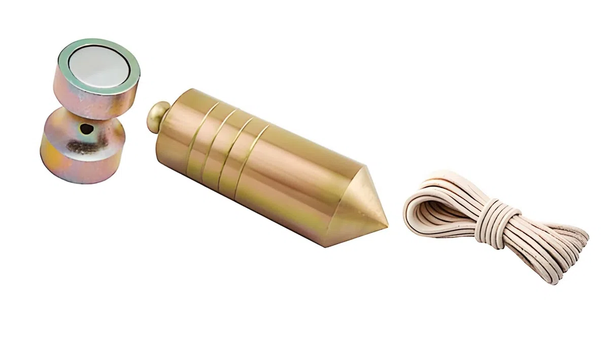 Bricoloco Plomada de albañil magnética de acero cincado con nuez y cuerda de nylon para trabajos de construcción, metalurgia, carpintería. (3000, Gramos)