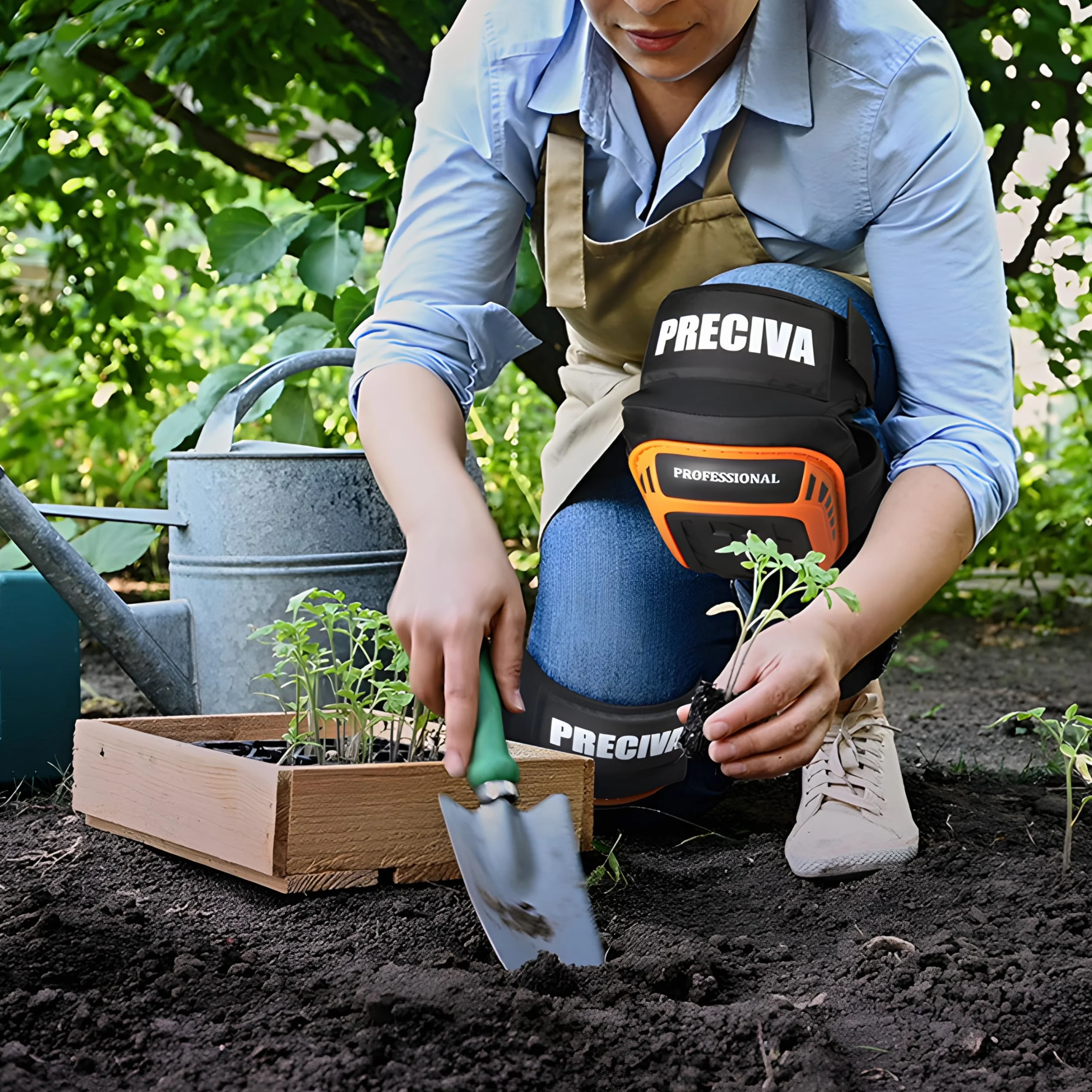 Preciva Rodilleras Profesionales Espuma Suave Almohadilla Gel Punta Resistente Correas Ajustables Reforzadas Remaches Grado Militar Construcción Jardinería