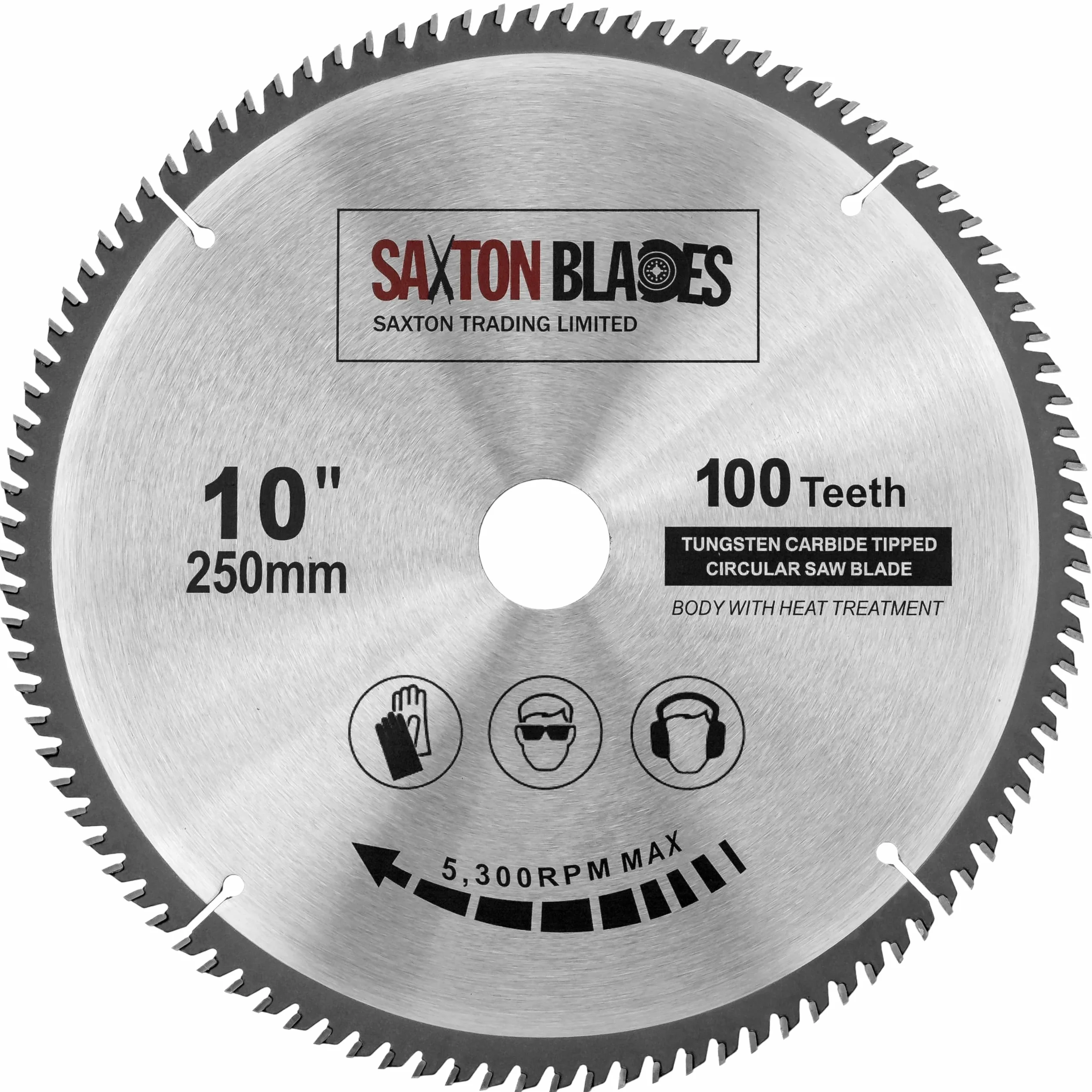Saxton Blades TCT - Hoja de sierra circular de corte fino para madera, 250 mm x 30 mm x orificio x 100 dientes, compatible con Bosch, Makita Dewalt