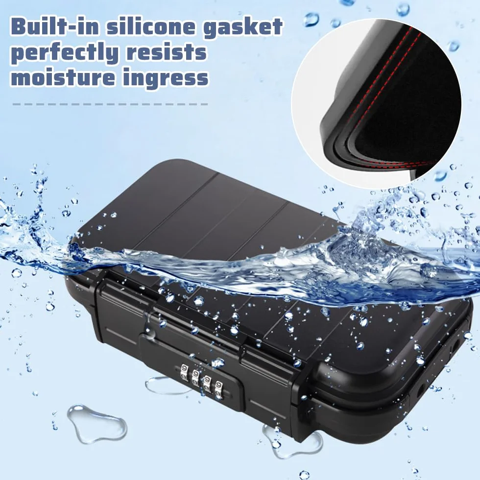 Caja Fuerte Pequeña Portátil con Cable de Acero, Código Impermeable Antirrobo Ignífuga para Viajes