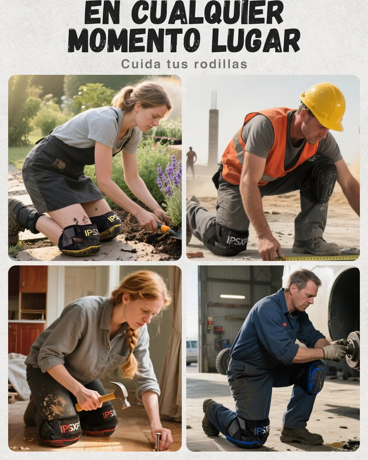 IPSXP Rodilleras de trabajo profesionales con almohadillas de gel para construcción y jardinería
