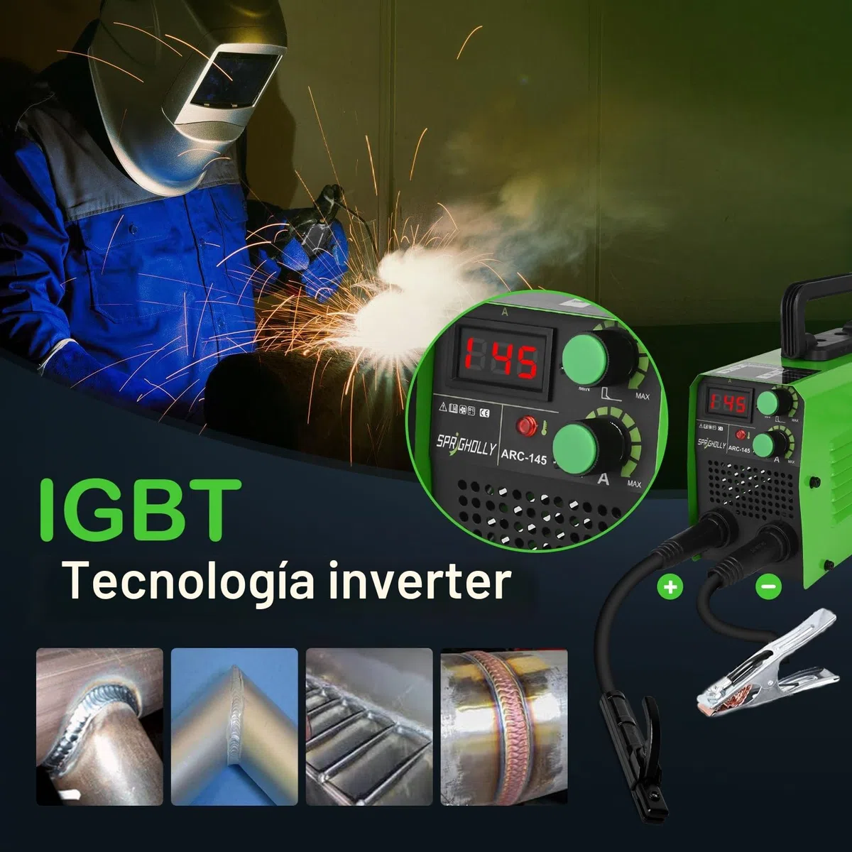 Mini Soldador Inversor 2 en 1, Arc Lift TIG con 145 amperios, tecnología IGBT, pantalla digital LED, arranque caliente antiadherente, maquina de soldar electrodo ARC-145