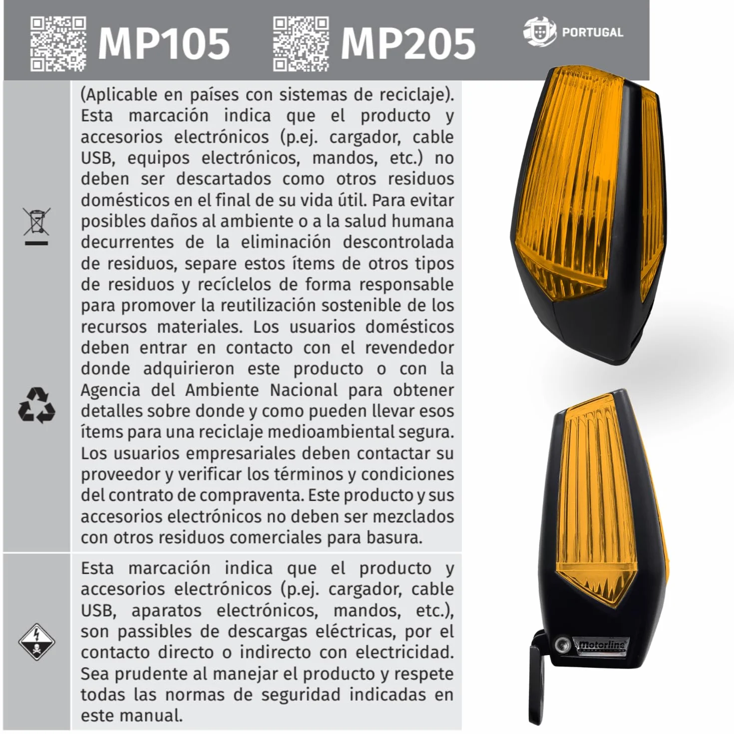 MP205 Lámpara destellante led de señalización multitensión para puerta automatica de garaje