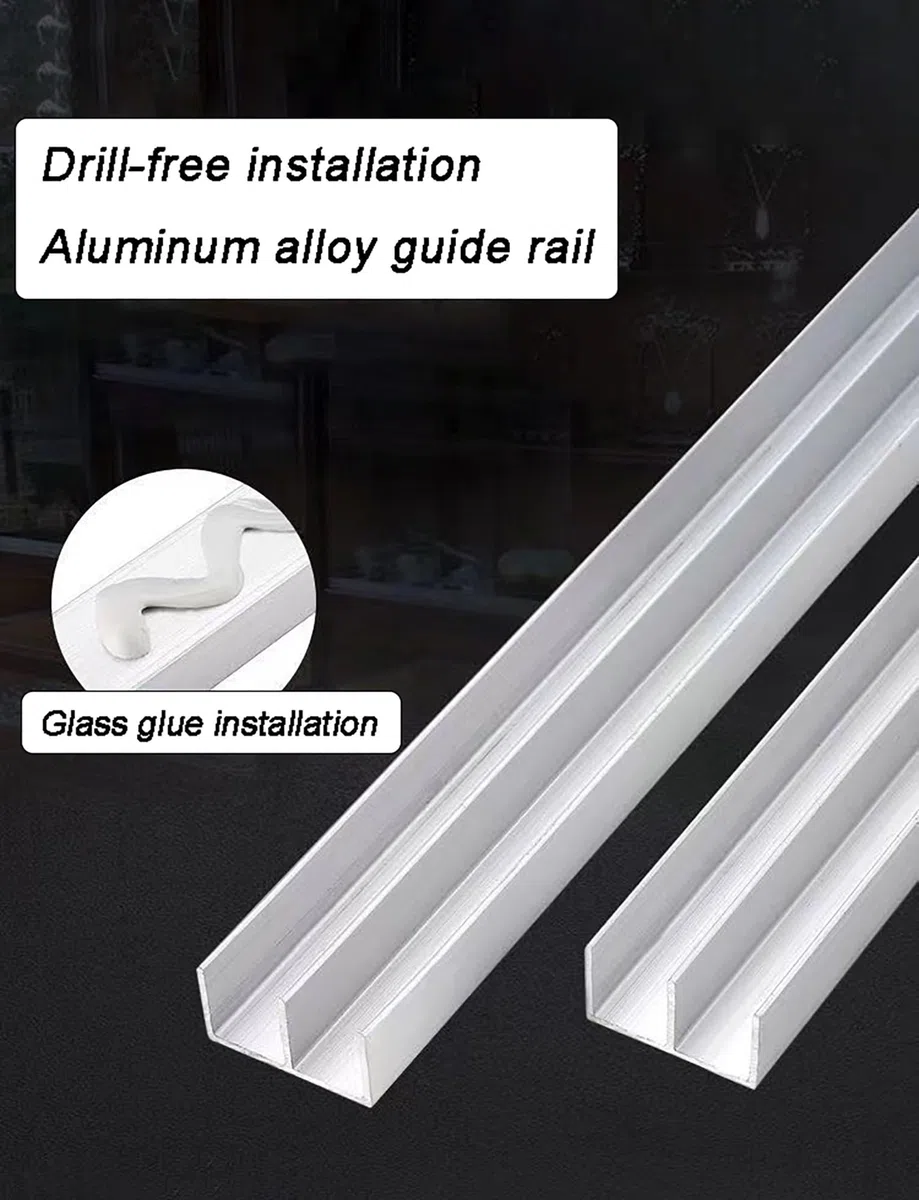Riel de Vidrio acrílico para Puerta corrediza de aleación de Aluminio, Juego de rieles Dobles, riel móvil para Puerta corrediza de Vidrio (130 cm/51,2 Pulgadas)
