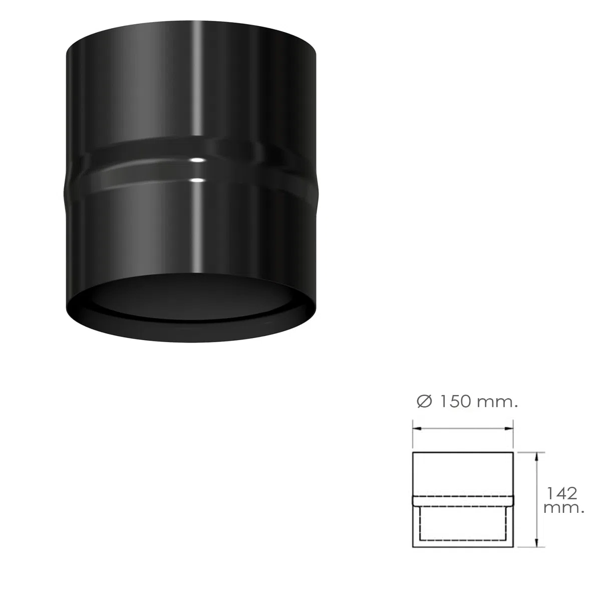 WOLFPACK LINEA PROFESIONAL Modulo Anticondensados Estufa Vitrificado Negro Ø 150 mm. Condensador Chimenea, Anticondensados Chimenea, Anticondensacion Tubos