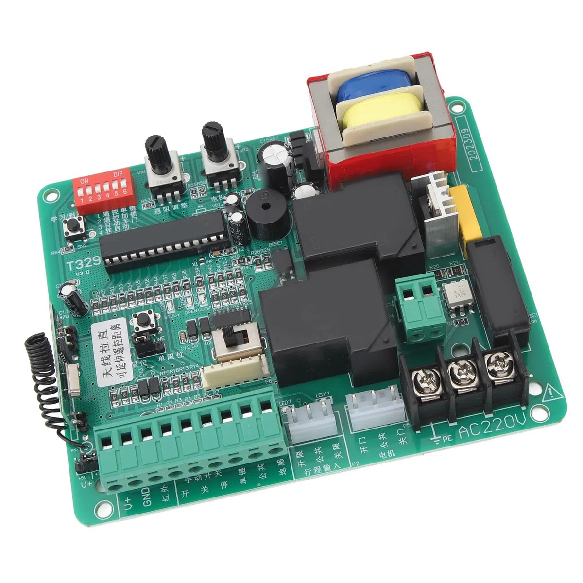 Fafeicy 130x108 Mm Placa de Control del Abridor de Compuerta Deslizante Universal, Placa de Circuito de Motor de Puerta Eléctrica con Ajuste de Resistencia del Motor (220V)